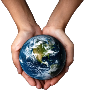 Eine Hand hält die Erde